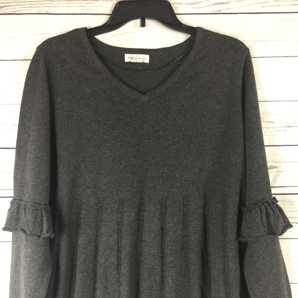 Style Co Ruffled-Sleeve Pleated Sweater - Picture 2 of 7